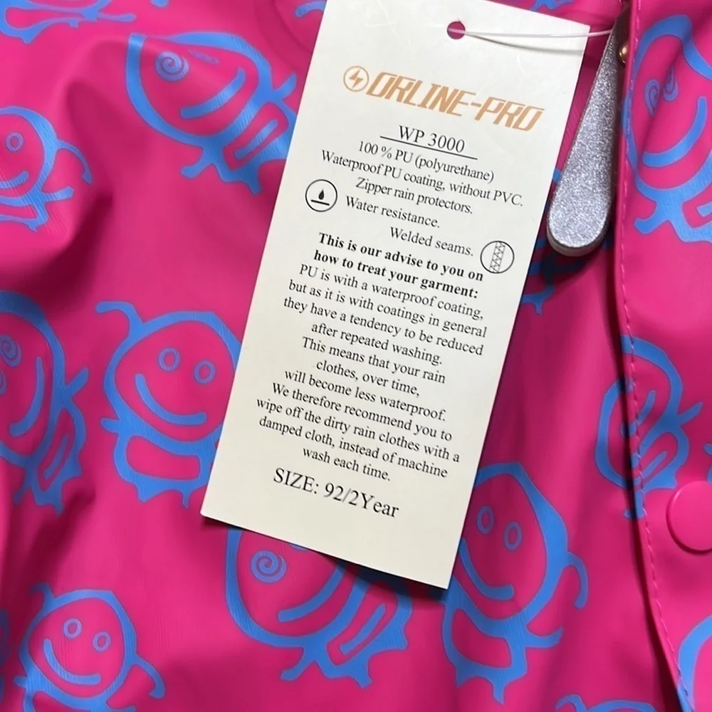 NWT Orline Pro Girls Reflective Rain Suit Size 92/2Yr